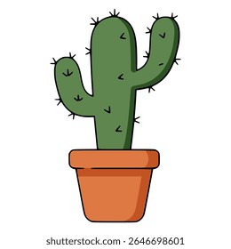 cactus plant on a pot flower flat color vector illustration template design