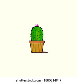 Cactus plant on pot vector illustration. Nature,flora,cactus and cute pot.