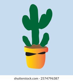 cactus plant on pot vector 