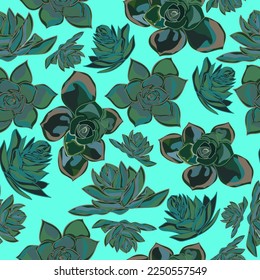 cactus plant on water base seamless vector pattern. Cactus plant with different shades seamless vector pattern. It is suitable for fabric, textile, decorations, wrapping and more.