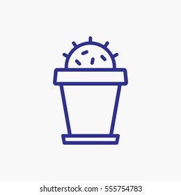 Cactus Plant Outline Icon Blue Color