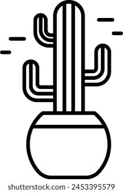 Cactus Plant outline icon vector illustration