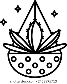 Cactus Plant outline icon vector illustration