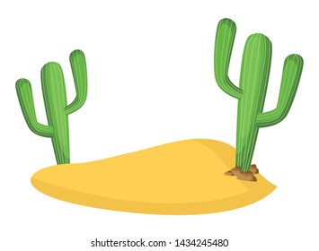 cactus plant over the sand of desert icon cartoon vector illustration graphic design