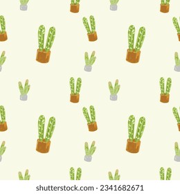 Cactus plant pattern yellow background