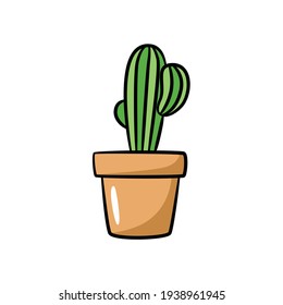 Cactus plant pot in drawing style isolated vector. Hand drawn object illustration for your presentation, teaching materials or others.