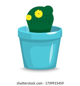 Cactus plant in pot. Element in flat style. Vector illustration