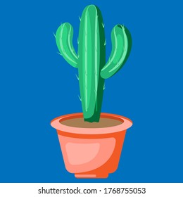 cactus planta en la cacerola ilustración vectorial de icono plano, moderno estilo 3d de diseño plano. vector de existencias aisladas