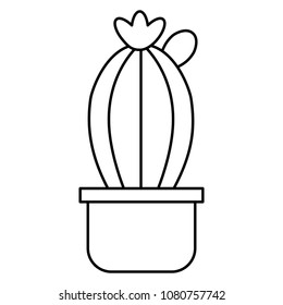 cactus plant in pot with flower kawaii character