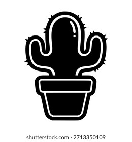Cactus plant in pot icon