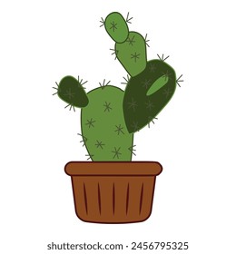 Cactus plant pot icon cartoon vector. Care office window. Jungle planter garden