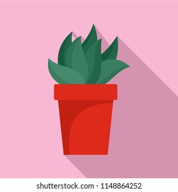 Cactus plant pot icon. Flat illustration of cactus plant pot vector icon for web design