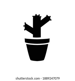 cactus plant pot icon glyph style vector