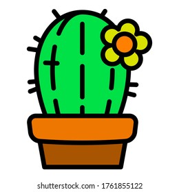 Cactus plant pot icon. Outline cactus plant pot vector icon for web design isolated on white background