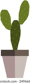 Cactus Plant in Pot - Line Art Illustration