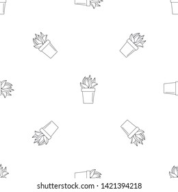 Cactus plant pot pattern seamless vector repeat geometric for any web design