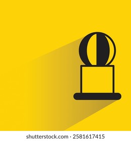 cactus plant pot with shadow on yellow background