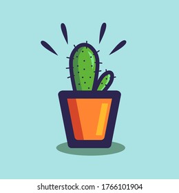 cactus plant in pot vector icon illustration. isolated premium vector. flat cartoon style