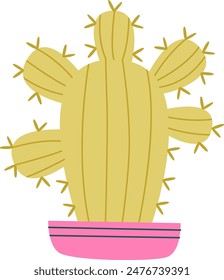 Planta De Cactus En Ilustración vectorial De Maceta