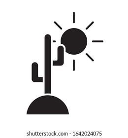 cactus plant with sun scene flat style icon vector illustration design