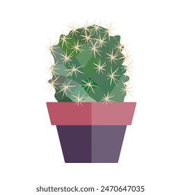 A cactus plant in a terracotta pot, isolated on a plain white background.