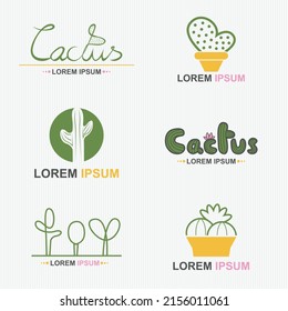 Cactus Plant And Tree Logo Set - Vector