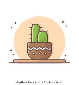 Cactus Plant In Vas Vector Icon Illustration. Cactus Plant Icon Concept White Isolated. Flat Cartoon Style Suitable for Web Landing Page, Banner, Sticker, Background