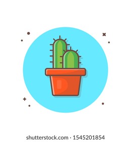 Cactus Plant In Vas Vector Icon Illustration. Cactus Plant Icon Concept White Isolated. Flat Cartoon Style Suitable for Web Landing Page, Banner, Sticker, Background