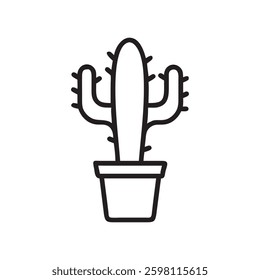 Cactus plant vector black outline icon.