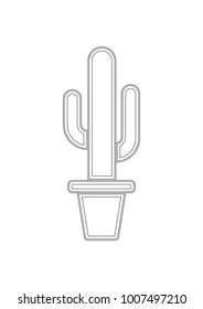cactus plant vector icon minimal, black stroke
