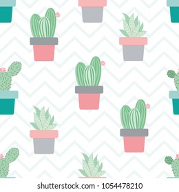 Cactus plant vector seamless pattern. Abstract hipster desert nature fabric print. Green cacti on white for wallpaper and textile apparel. Seamless cactus pattern vector illustration. 