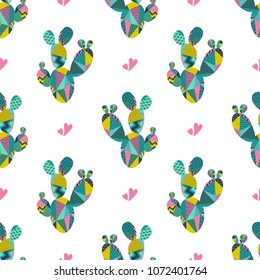 Cactus plant vector seamless pattern.