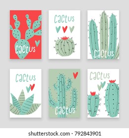Cactus plant, vector stipple concept with hearts