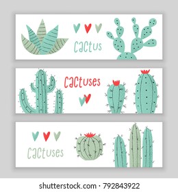 Cactus plant, vector stipple concept with hearts
