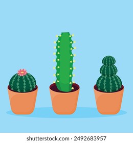 Cactus Planted In A Pot Vector Illustration