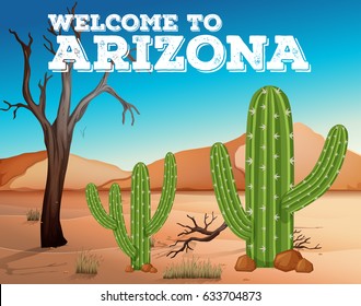 Cactus plants in Arizona state illustration