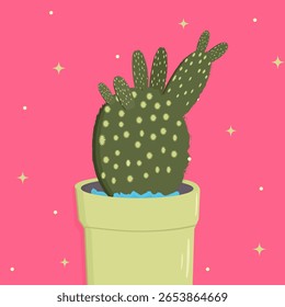 Plantas de cactus sobre fondo rosa, Vector
