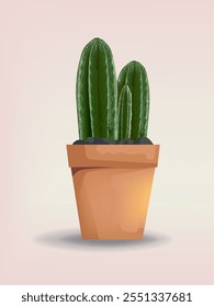 Cactus plants on pot, floral icon vector illustration. Western desert plants design for poster, prints, banner, card and art print.