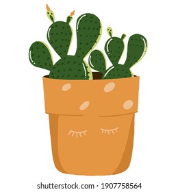 cactus plants on white background illustration