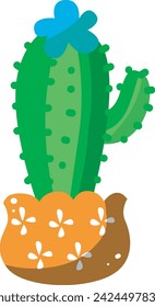 Icono de la planta de cactus con color verde y su maceta