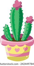 Cactus plants set vector in pastel pot. Succulent vector illustration isolated on white background