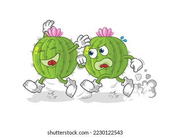the cactus play chase cartoon. cartoon mascot vector