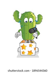 Cactus play whack a mole mascot. cartoon vector