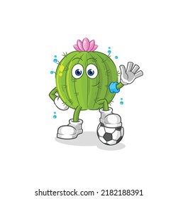 the cactus playing soccer illustration. character vector