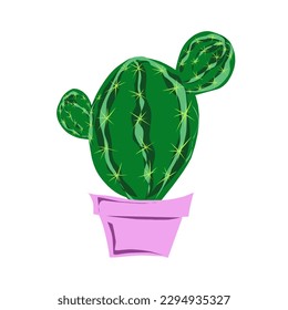 Cactus in a pot, careless flat illustration. Element for design