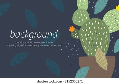 cactus pot craft texture nature navy blue background design illustration vector