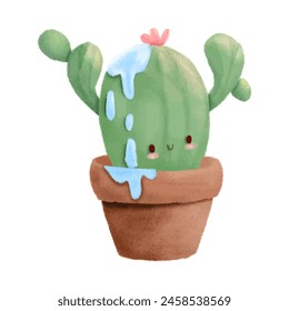 cactus in a pot Cute cartoon