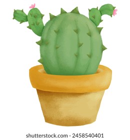 Cactus en una olla Lindo dibujo animado 