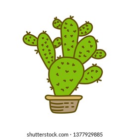 Cactus Pot Design Illustration Template Vector