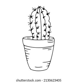 Cactus in a pot doodle illustration